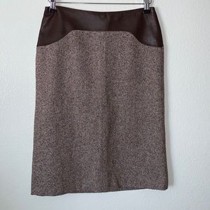 ULLA JOHNSON WOMEN’S WOOL & SILK BLEND, LAMBSKIN TRIM MIDI SKIRT SIZE 4